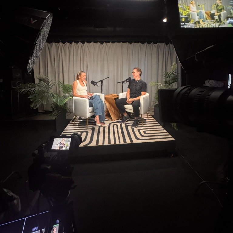 Professional multicamera podcast production setup at Purple Bee Studios