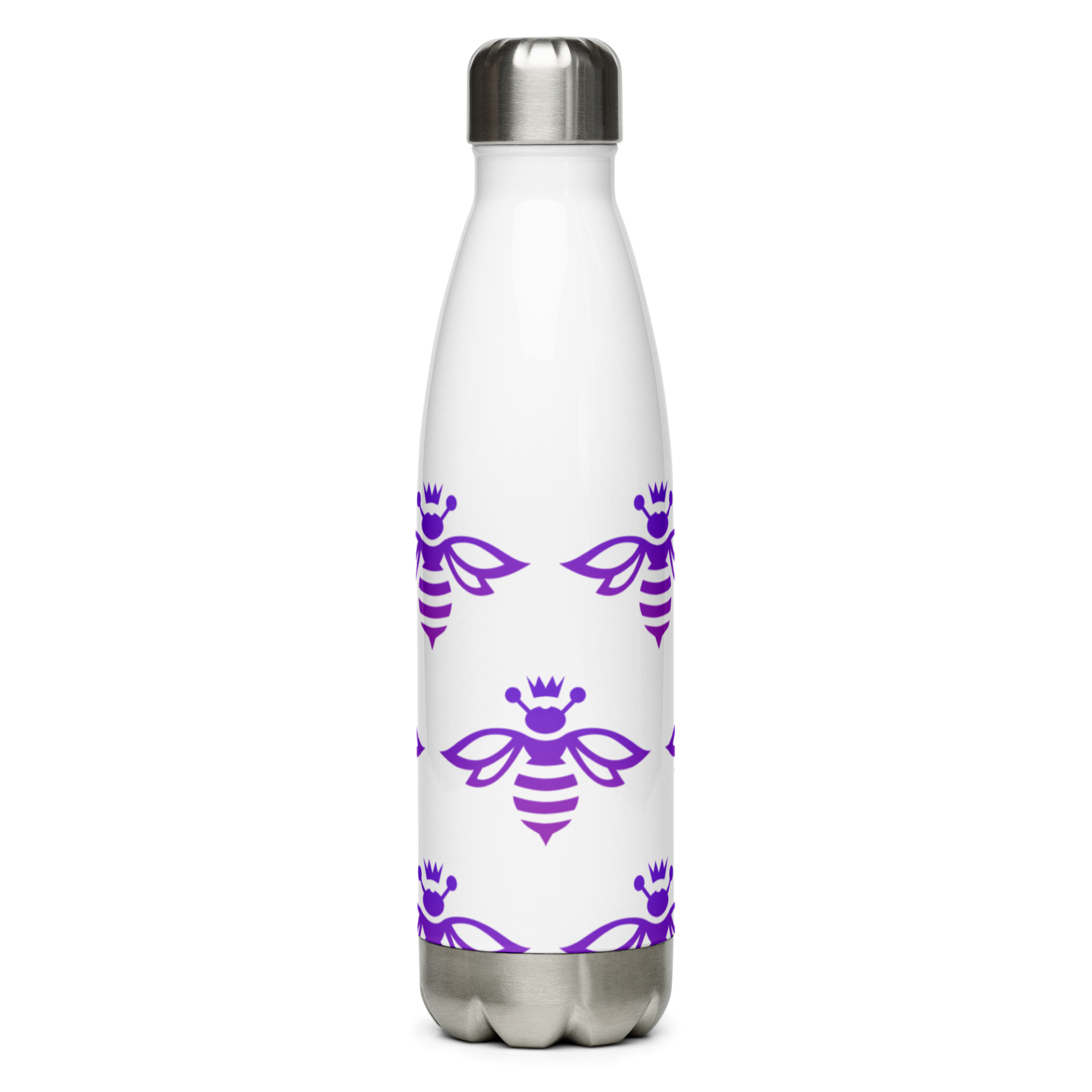 Stainless Steel Water Bottle with Purple Bee Logo Purple Bee